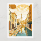 Sevilla Spanje vintage reisplaats illustratie Briefkaart (Voorkant)