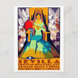 Sevilla, Spanje, vrouw in traditionele kledij Briefkaart