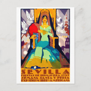 Sevilla, Spanje, vrouw in traditionele kledij Briefkaart