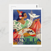 Sevilla, Spanje, vrouw met witte duif,  Briefkaart (Voorkant / Achterkant)