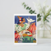 Sevilla, Spanje, vrouw met witte duif, vintage Briefkaart (Staand voorkant)