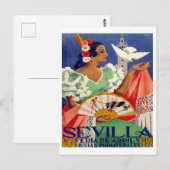 Sevilla, Spanje, vrouw met witte duif, vintage Briefkaart (Voorkant / Achterkant)