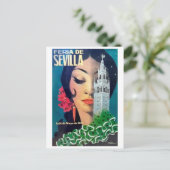Sevilla, stadstoren en zwarte harige vrouw, briefkaart (Staand voorkant)