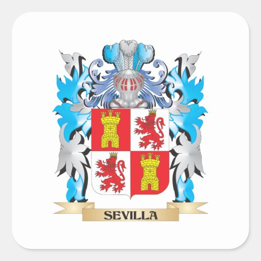 Sevilla Wapenschild - Family Crest Vierkante Sticker (Voorkant)