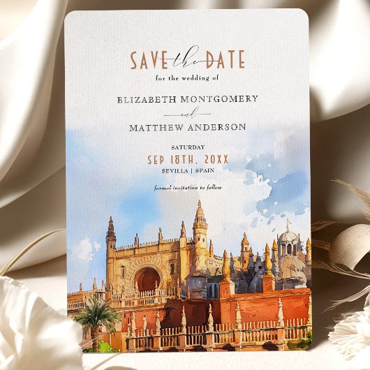 Sevilla Wedding Save the Date Kaart Real Alcázar