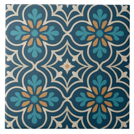 Seville Bloom – Moorish Floral Tile Pattern Tegeltje (Voorkant)