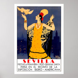 Seville, city, Spain, vintage promotional tourism Poster