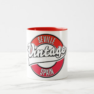 Seville-logo met retro-stijl tweekleurige koffiemok