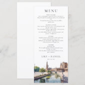 Seville Spain Watercolor Elegant Wedding Menu (Voorkant / Achterkant)
