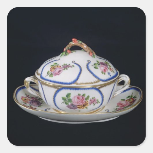 Sevres bowl en bord, 1764 vierkante sticker (Voorkant)