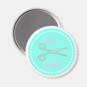 Sew Crafty Pastel Pink Grey Aqua Magneet (Voorkant / Achterkant)
