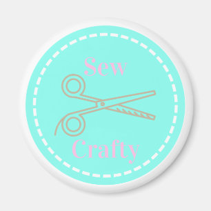Sew Crafty Pastel Pink Grey Aqua Magneet