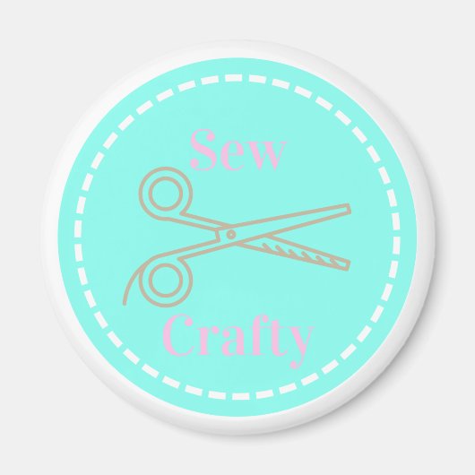 Sew Crafty Pastel Pink Grey Aqua Magneet (Voorkant)