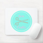 Sew Crafty Pastel Pink Grey Aqua Muismat (Met muis)