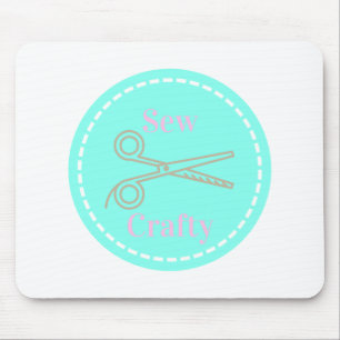 Sew Crafty Pastel Pink Grey Aqua Muismat
