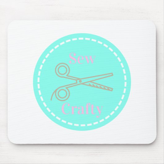 Sew Crafty Pastel Pink Grey Aqua Muismat (Voorkant)