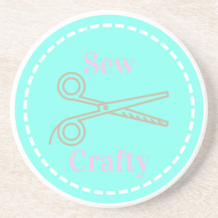 Sew Crafty Pastel Pink Grey Aqua Zandsteen Onderzetter