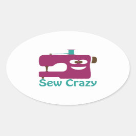 Sew Crazy Ovale Sticker