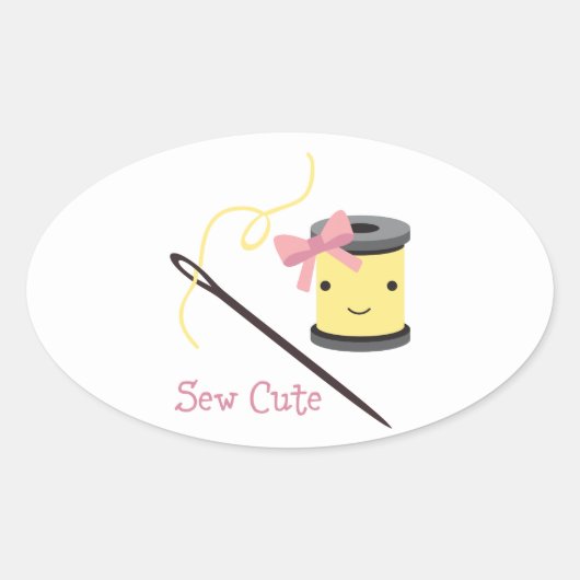 Sew Cute Ovale Sticker (Voorkant)
