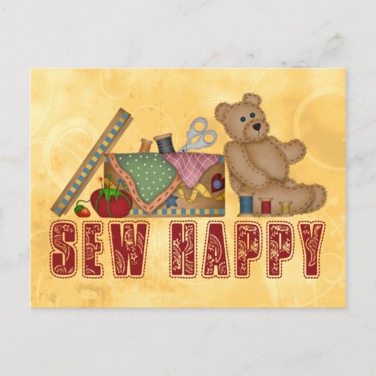 Sew Happy Briefkaart (Voorkant)