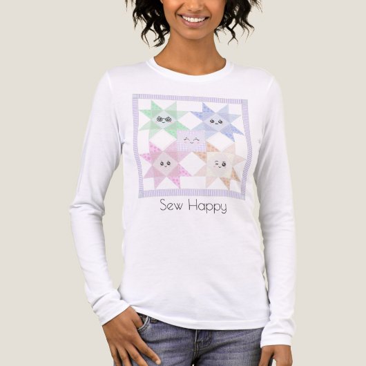 Sew Happy lange mouw t-shirt (Voorkant volledig)