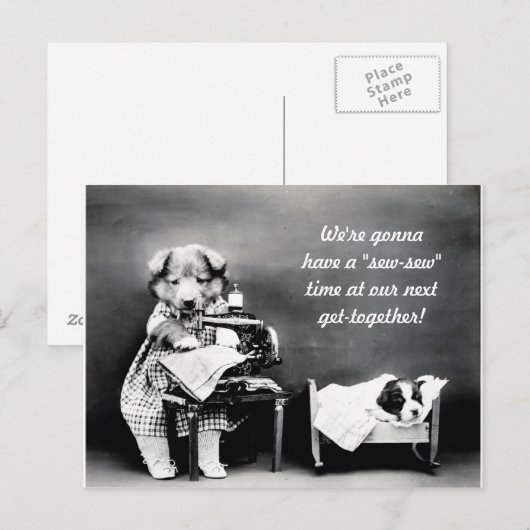 "Sew-Sew"-tijd  briefkaart (Voorkant / Achterkant)