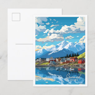 Seward Alaska Art vintage reisillustratie Briefkaart