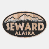 Seward Alaska houten teken ovale stickers (Voorkant)