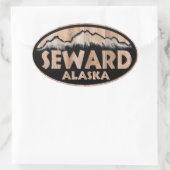 Seward Alaska houten teken ovale stickers (Tas)