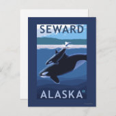 Seward, AlaskaOrca en Calf Scene Briefkaart (Voorkant / Achterkant)