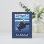 Seward, AlaskaOrca en Calf Scene Briefkaart (Staand voorkant)