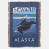 Seward, AlaskaOrca en Calf Scene Deken (Voorkant Verticaal)