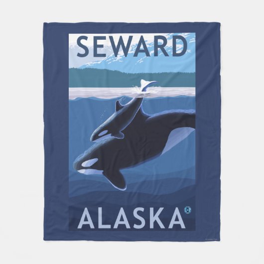 Seward, AlaskaOrca en Calf Scene Fleece Deken (Voorkant)
