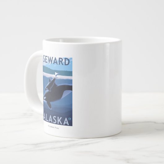 Seward, AlaskaOrca en Calf Scene Grote Koffiekop (Links)