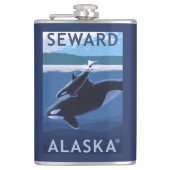 Seward, AlaskaOrca en Calf Scene Heupfles (Voorkant)