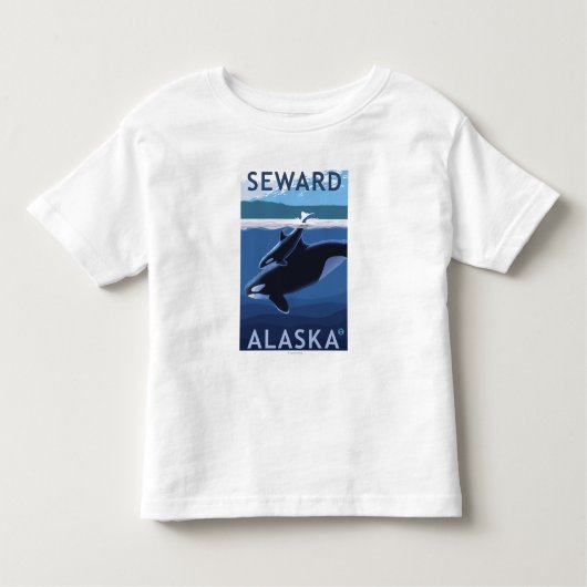 Seward, AlaskaOrca en Calf Scene Kinder Shirts (Voorkant)