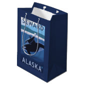Seward, AlaskaOrca en Calf Scene Medium Cadeauzakje (Achterkant Gekanteld)