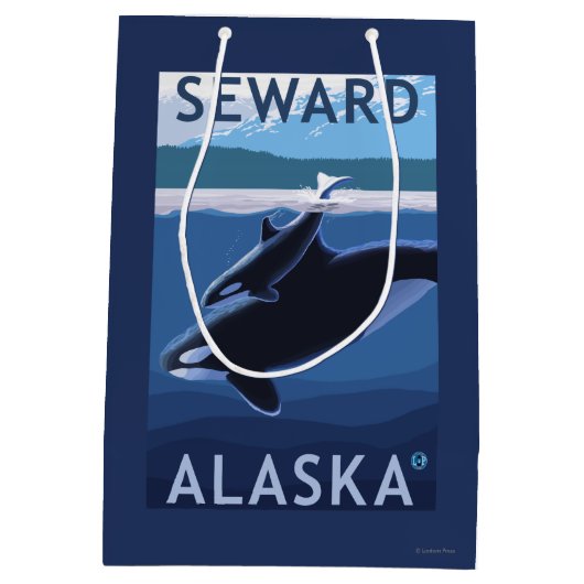 Seward, AlaskaOrca en Calf Scene Medium Cadeauzakje (Achterkant)