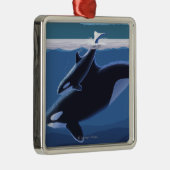 Seward, AlaskaOrca en Calf Scene Metalen Ornament (Rechts)