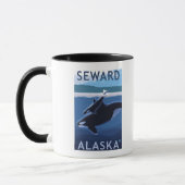Seward, AlaskaOrca en Calf Scene Mok (Links)