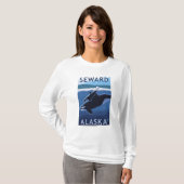 Seward, AlaskaOrca en Calf Scene T-shirt (Voorkant volledig)