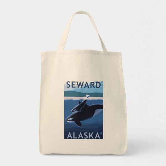 Seward, AlaskaOrca en Calf Scene Tote Bag (Voorkant)