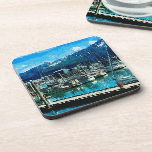 Seward Harbour Alaska Abstract Impressionisme Drankjes Onderzetter (Linkerzijde)