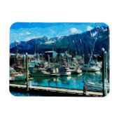 Seward Harbour Alaska Abstract Impressionisme Magneet (Horizontaal)