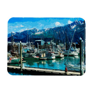 Seward Harbour Alaska Abstract Impressionisme Magneet