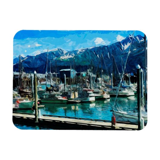 Seward Harbour Alaska Abstract Impressionisme Magneet (Horizontaal)