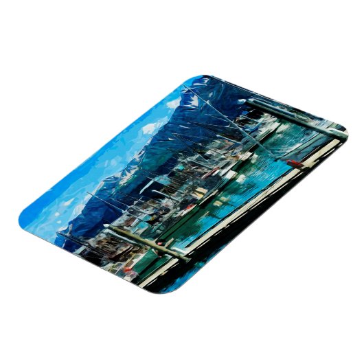 Seward Harbour Alaska Abstract Impressionisme Magneet (Linkerzijde)