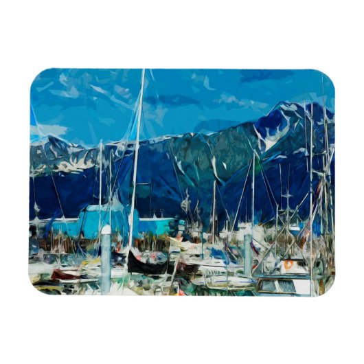Seward Harbour Alaska Abstract Impressionisme Magneet (Horizontaal)