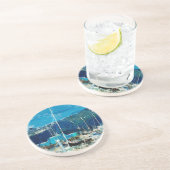 Seward Harbour Alaska Abstract Impressionisme Zandsteen Onderzetter (Zijkant)