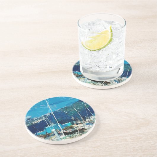 Seward Harbour Alaska Abstract Impressionisme Zandsteen Onderzetter (Zijkant)